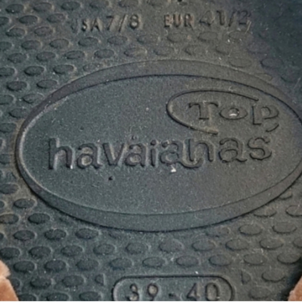 HAVAIANAS Green Tan Flip Flop Thong Sandals Size 7/8 - Picture 9 of 10